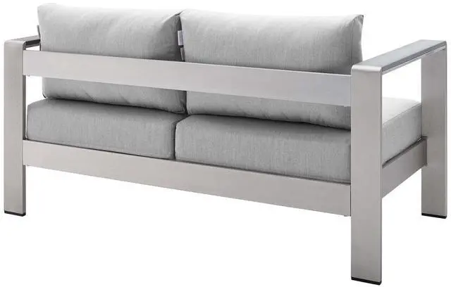 Alt view image 4 of 7 - Shore 3 Piece Sunbrella Fabric Outdoor Patio Aluminum Set by Modway