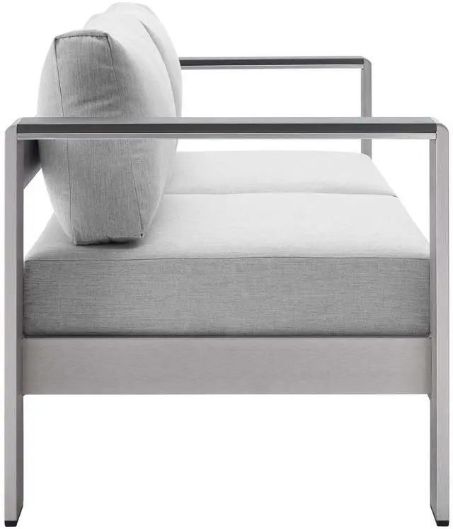 Alt view image 3 of 7 - Shore 3 Piece Sunbrella Fabric Outdoor Patio Aluminum Set by Modway