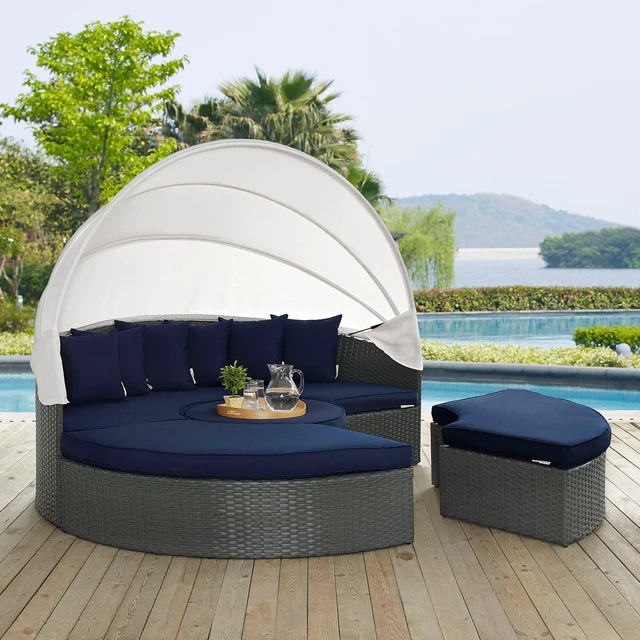 Alt view image 5 of 5 - Sojourn Outdoor Patio Sunbrella Daybed Canvas Navy
