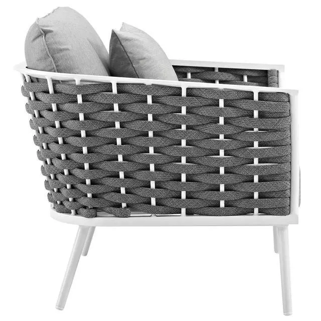 Alt view image 5 of 7 - Stance 3 Piece Outdoor Patio Aluminum Sectional Sofa Set White Gray