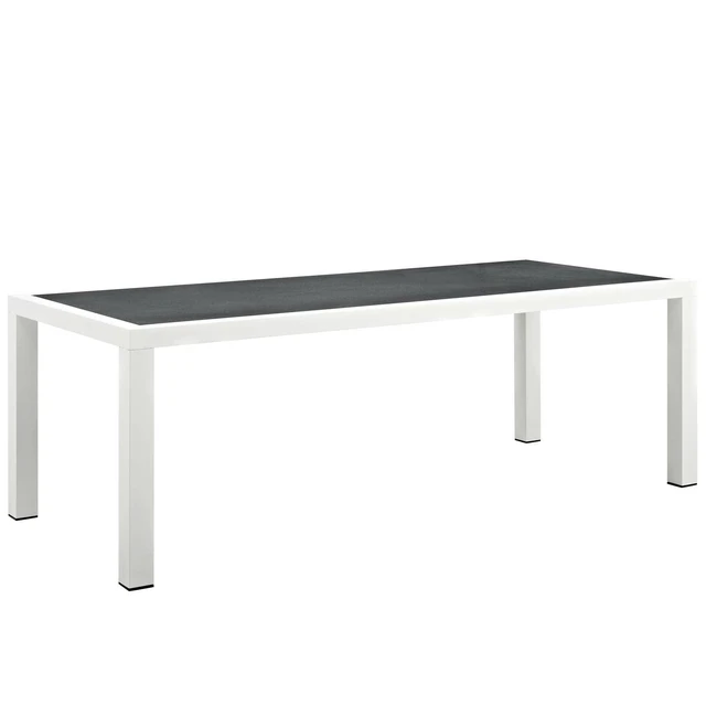 Alt view image 7 of 12 - Stance 90.5" Outdoor Patio Aluminum Dining Table - White Gray