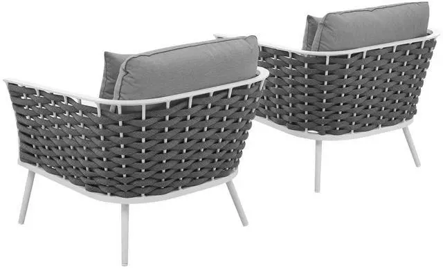 Alt view image 2 of 6 - Stance Armchair Outdoor Patio Aluminum Set of 2 White Gray