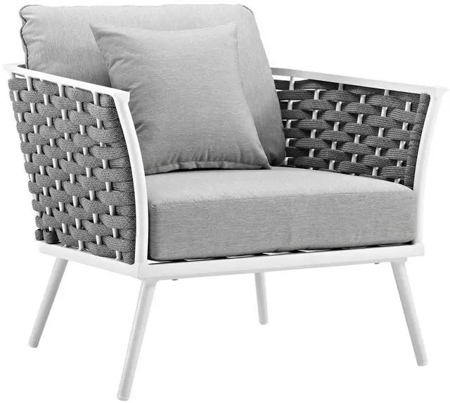 Alt view image 4 of 6 - Stance Armchair Outdoor Patio Aluminum Set of 2 White Gray