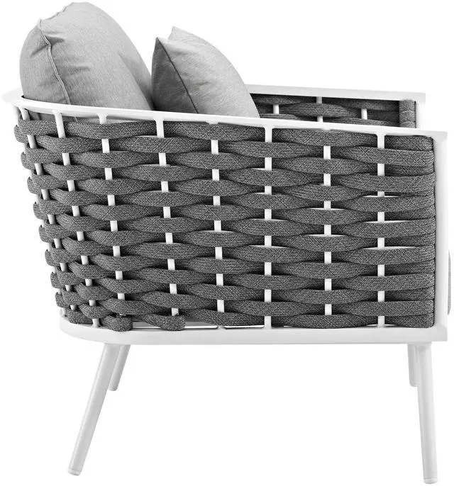 Alt view image 5 of 6 - Stance Armchair Outdoor Patio Aluminum Set of 2 White Gray