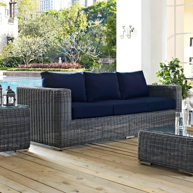 Alt view image 5 of 5 - Summon Outdoor Patio Sunbrella Sofa Canvas Navy
