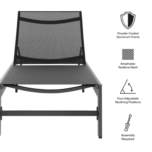 Alt view image 2 of 7 - Tahoe Outdoor Patio Mesh and Aluminum Chaise Lounge
