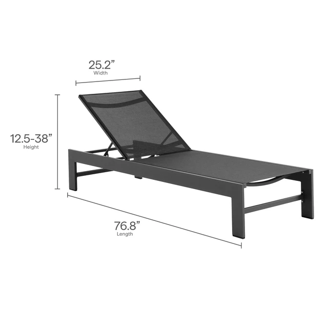 Alt view image 3 of 7 - Tahoe Outdoor Patio Mesh and Aluminum Chaise Lounge
