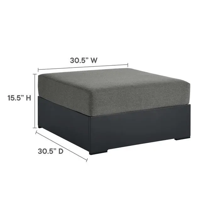 Alt view image 3 of 7 - Tahoe Outdoor Patio Powder-Coated Aluminum Ottoman by Modway