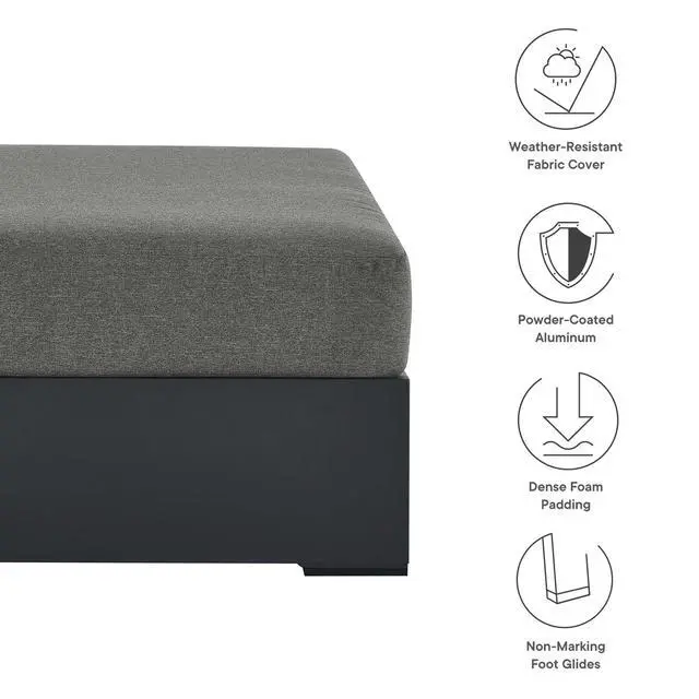Alt view image 2 of 7 - Tahoe Outdoor Patio Powder-Coated Aluminum Ottoman by Modway