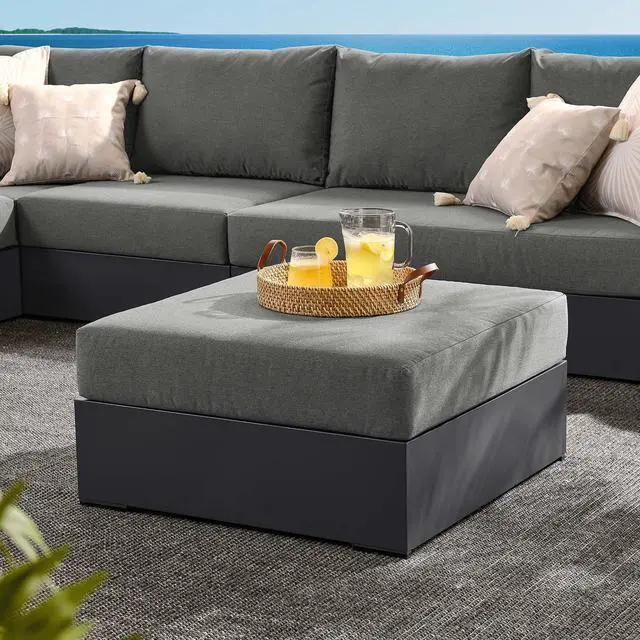 Alt view image 7 of 7 - Tahoe Outdoor Patio Powder-Coated Aluminum Ottoman by Modway