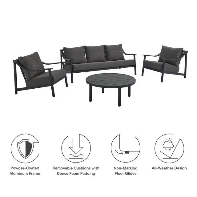 Alt view image 5 of 7 - Terrace 4-Piece Outdoor Patio Aluminum Furniture Set