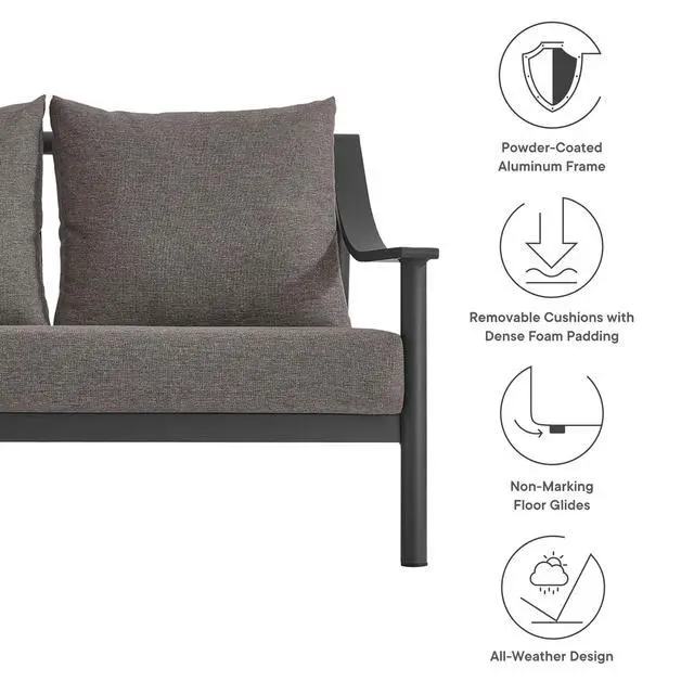 Alt view image 3 of 7 - Terrace Outdoor Patio Aluminum Sofa
