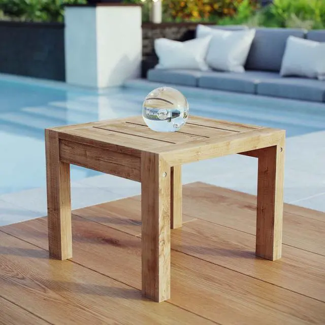 Alt view image 8 of 8 - Upland Outdoor Patio Wood Side Table - Natural