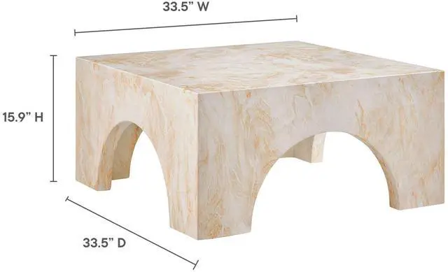 Alt view image 2 of 7 - Valen Indoor - Outdoor Patio Arched Concrete Coffee Table