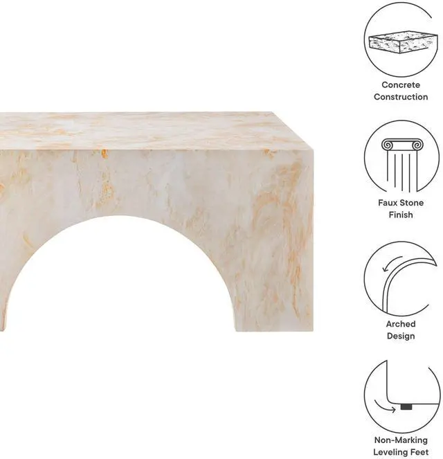 Alt view image 3 of 7 - Valen Indoor - Outdoor Patio Arched Concrete Coffee Table