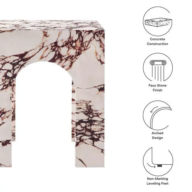 Alt view image 3 of 7 - Valen Square Indoor - Outdoor Patio Arched Concrete Side Table