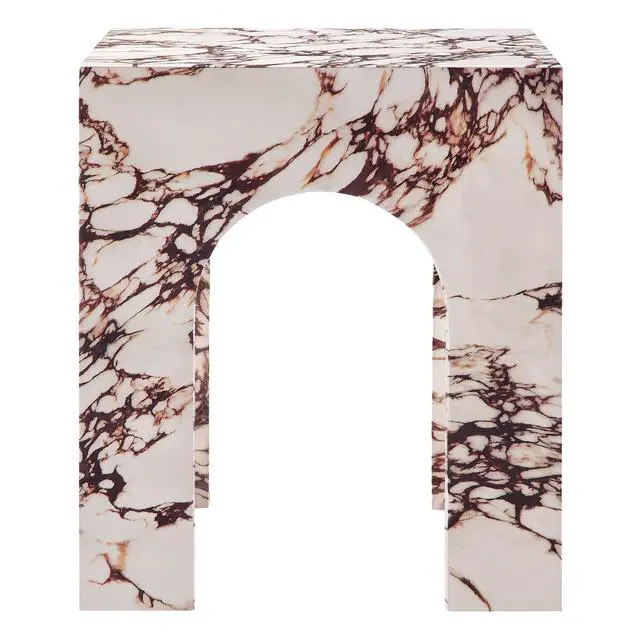 Alt view image 5 of 7 - Valen Square Indoor - Outdoor Patio Arched Concrete Side Table