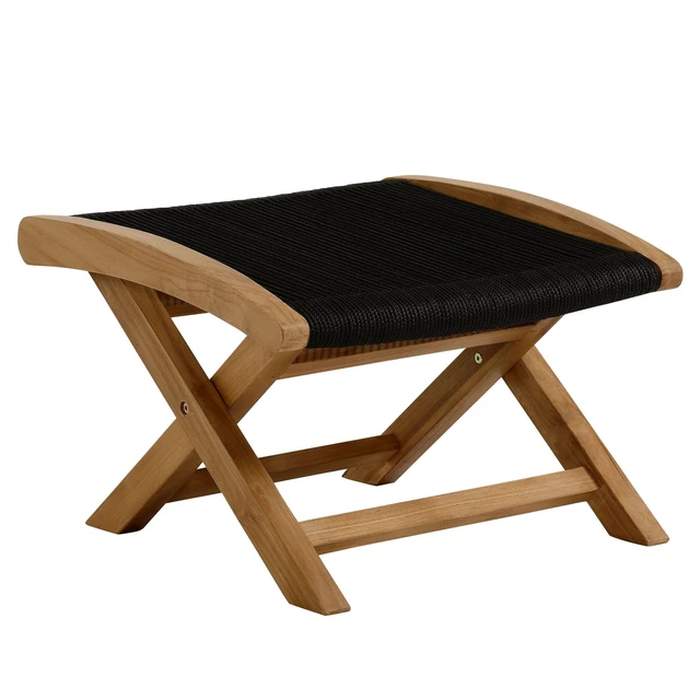 Alt view image 6 of 7 - Vienna 2-Piece Outdoor Patio Teak and Rope Folding Accent Lounge Chair and Ottoman Set by Modway
