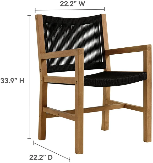 Alt view image 2 of 7 - Vienna 5-Piece Outdoor Patio Teak and Rope Dining Set with Armchairs by Modway