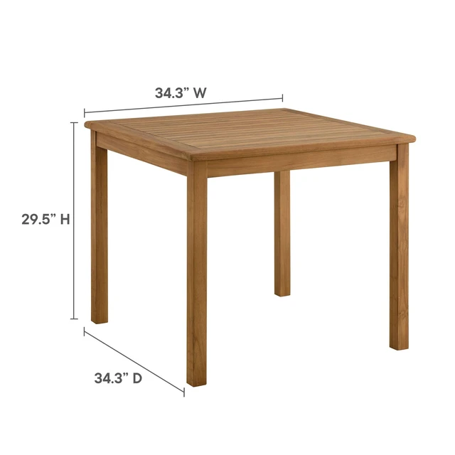 Alt view image 3 of 7 - Vienna 5-Piece Outdoor Patio Teak Wood Dining Set with Rope Folding Chairs by Modway