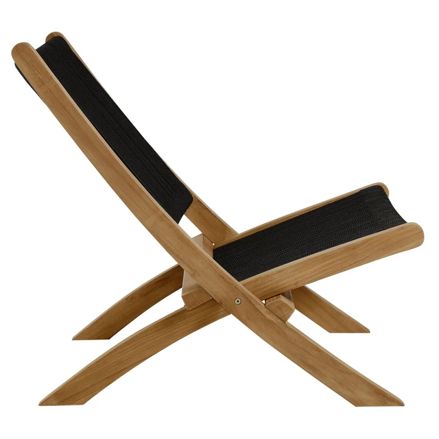 Alt view image 4 of 7 - Vienna Outdoor Patio Teak and Rope Folding Accent Lounge Chair by Modway