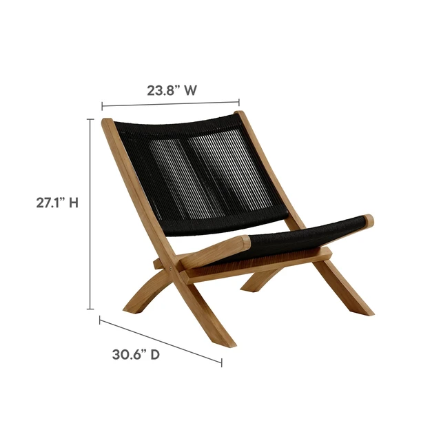 Alt view image 3 of 7 - Vienna Outdoor Patio Teak and Rope Folding Accent Lounge Chair by Modway