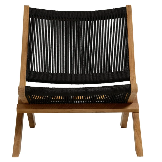 Alt view image 6 of 7 - Vienna Outdoor Patio Teak and Rope Folding Accent Lounge Chair by Modway
