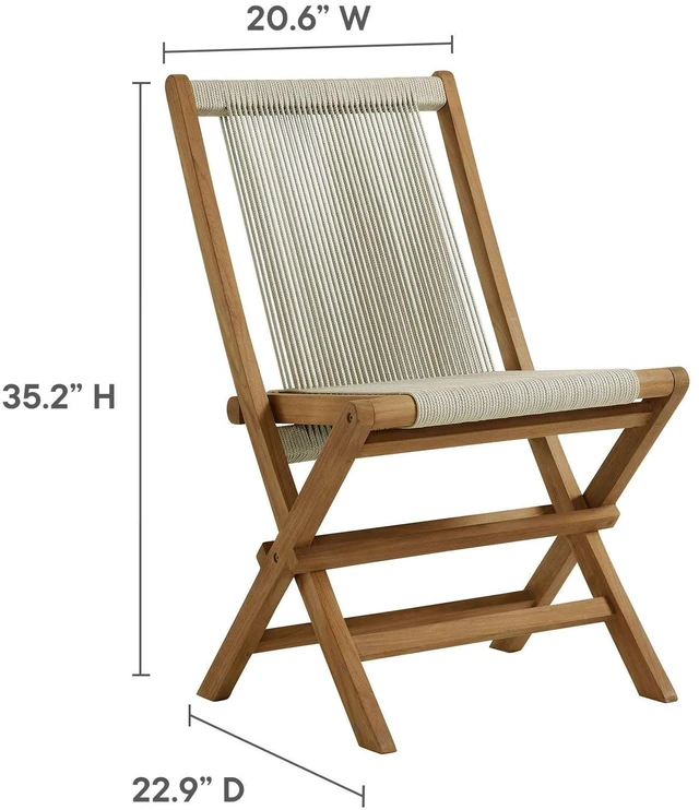 Alt view image 3 of 7 - Vienna Outdoor Patio Teak and Rope Folding Chairs Set of 4