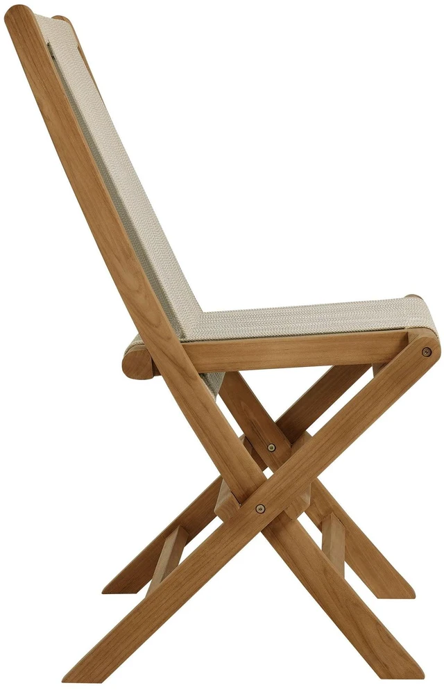 Alt view image 5 of 7 - Vienna Outdoor Patio Teak and Rope Folding Chairs Set of 4