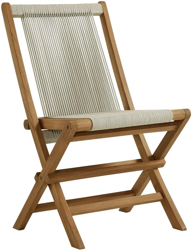 Alt view image 4 of 7 - Vienna Outdoor Patio Teak and Rope Folding Chairs Set of 4