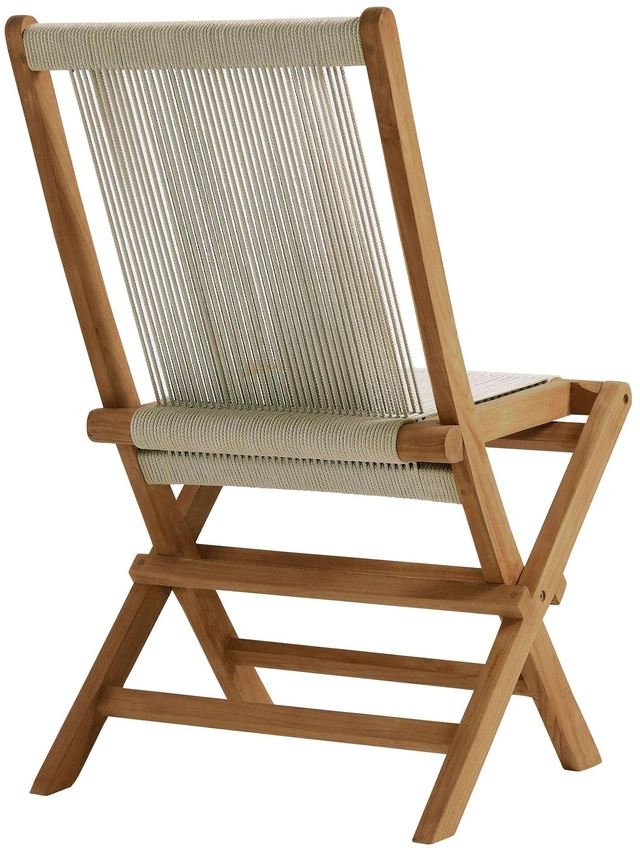 Alt view image 6 of 7 - Vienna Outdoor Patio Teak and Rope Folding Chairs Set of 4