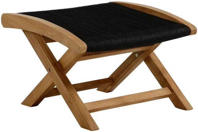 Main image of Vienna Outdoor Patio Teak and Rope Folding Ottoman by Modway