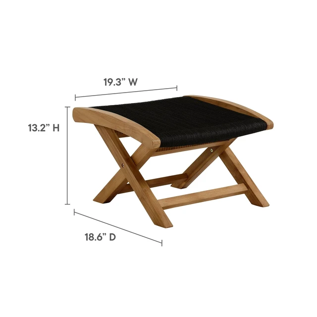 Alt view image 3 of 7 - Vienna Outdoor Patio Teak and Rope Folding Ottoman by Modway
