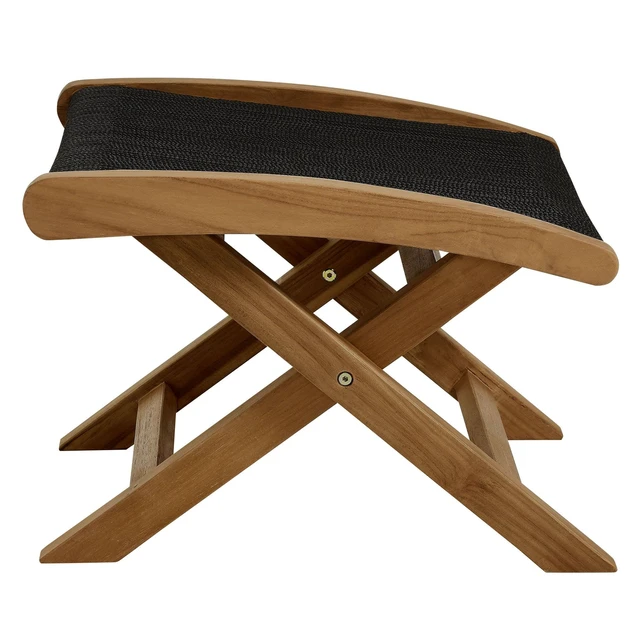 Alt view image 4 of 7 - Vienna Outdoor Patio Teak and Rope Folding Ottoman by Modway