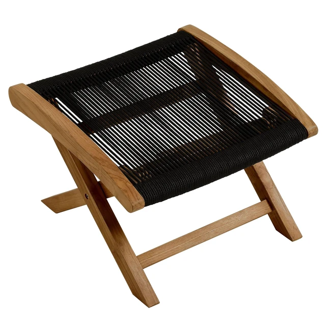 Alt view image 6 of 7 - Vienna Outdoor Patio Teak and Rope Folding Ottoman by Modway