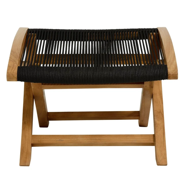 Alt view image 5 of 7 - Vienna Outdoor Patio Teak and Rope Folding Ottoman by Modway