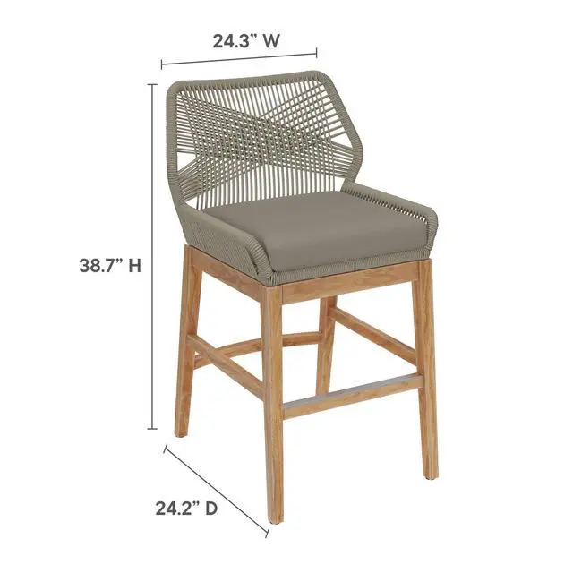 Alt view image 3 of 7 - Wellspring Outdoor Patio Teak and Rope Counter Stool