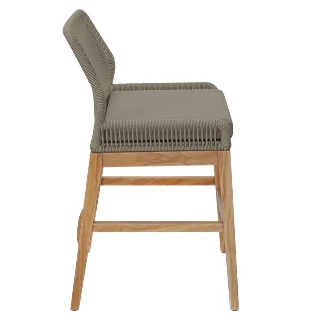 Alt view image 4 of 7 - Wellspring Outdoor Patio Teak and Rope Counter Stool