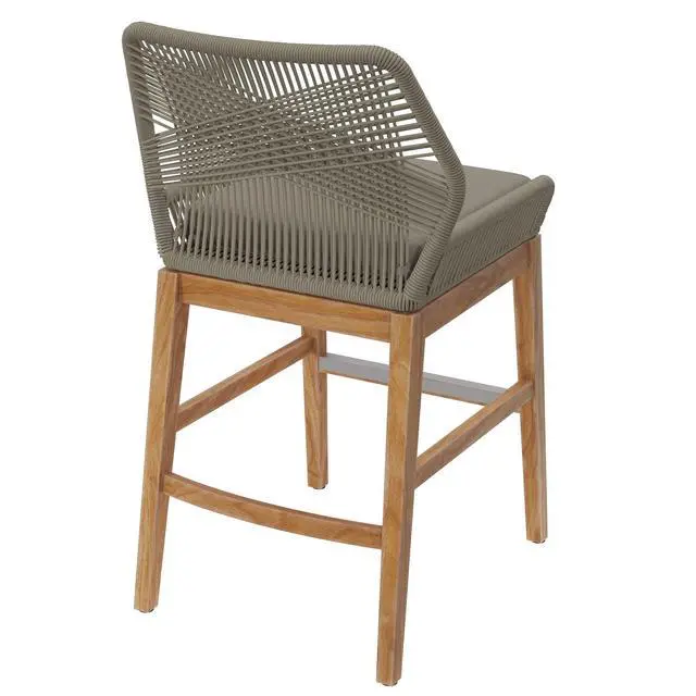 Alt view image 5 of 7 - Wellspring Outdoor Patio Teak and Rope Counter Stool
