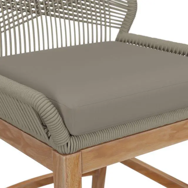 Alt view image 7 of 7 - Wellspring Outdoor Patio Teak and Rope Counter Stool