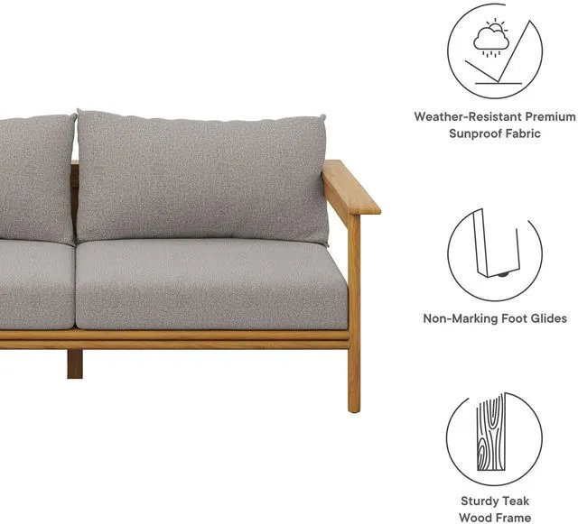 Alt view image 2 of 7 - Wren Outdoor Patio Teak Wood Sofa