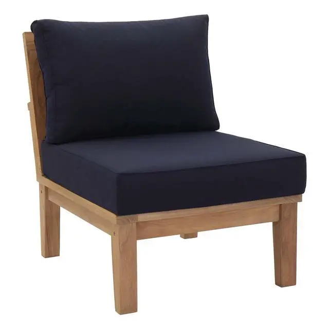 Alt view image 7 of 13 - Marina Armless Outdoor Patio Teak Sofa - Natual Navy