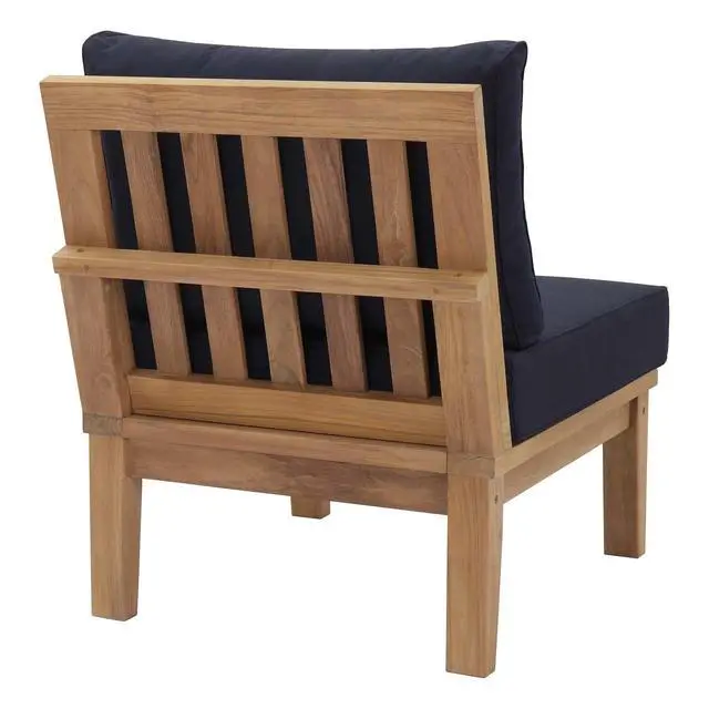 Alt view image 9 of 13 - Marina Armless Outdoor Patio Teak Sofa - Natual Navy