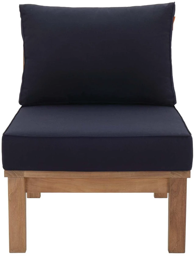 Alt view image 10 of 13 - Marina Armless Outdoor Patio Teak Sofa - Natual Navy