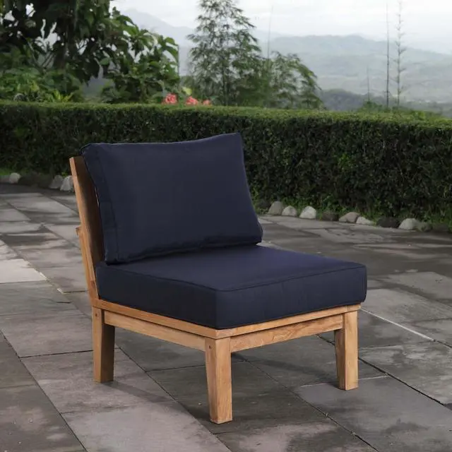 Alt view image 13 of 13 - Marina Armless Outdoor Patio Teak Sofa - Natual Navy