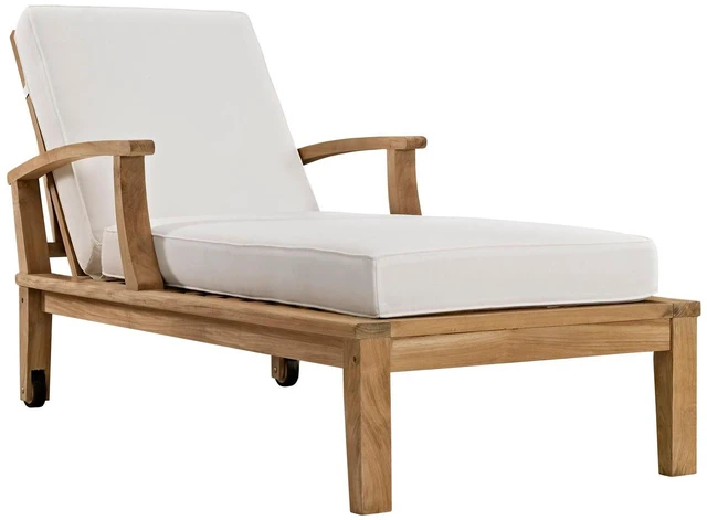 Alt view image 8 of 13 - Marina Outdoor Patio Teak Single Chaise - Natural Gray