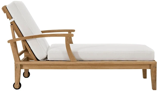 Alt view image 10 of 13 - Marina Outdoor Patio Teak Single Chaise - Natural Gray