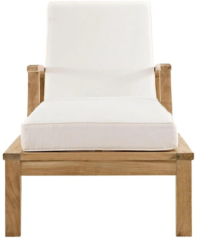 Alt view image 9 of 13 - Marina Outdoor Patio Teak Single Chaise - Natural Gray