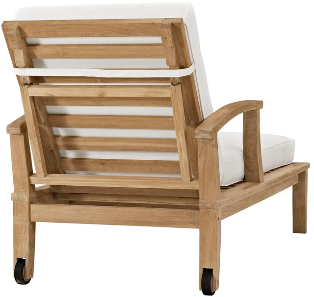 Alt view image 11 of 13 - Marina Outdoor Patio Teak Single Chaise - Natural Gray