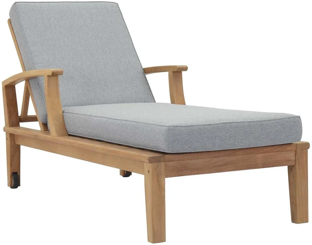 Alt view image 7 of 13 - Marina Outdoor Patio Teak Single Chaise - Natural Gray